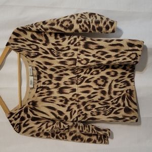 Neiman Marcus leopard print cashmere 3/4 sleeve top size medium